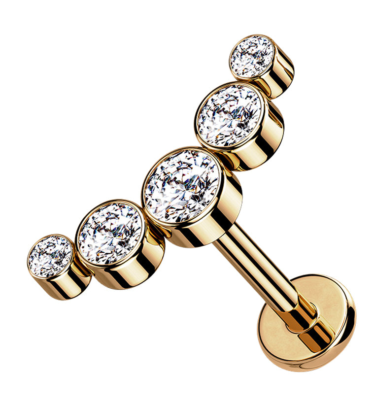 Rose Gold PVD Arch CZ Labret Post