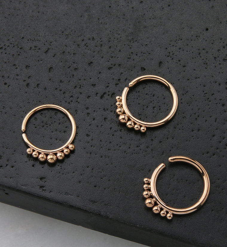 Rose Gold PVD Beaded Annealed Seamless Hoop Ring