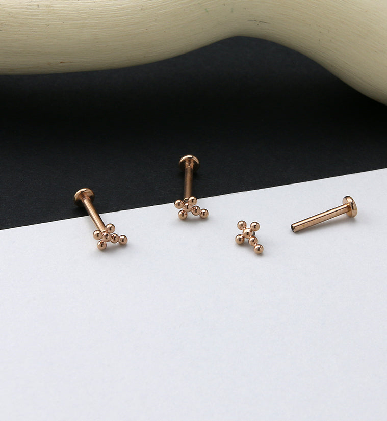 Rose Gold PVD Beaded Cross Titanium Labret