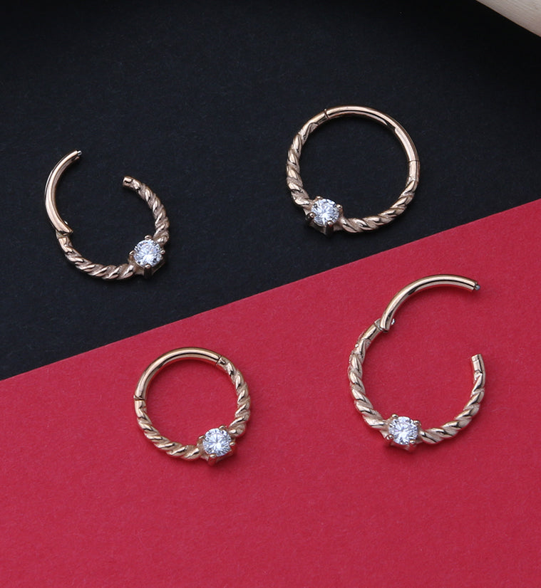 Rose Gold PVD Coil Hinged Segment Ring