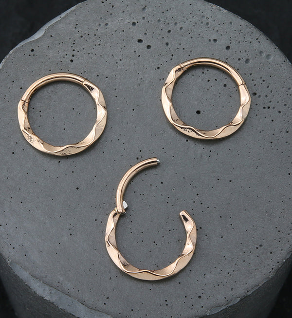 Rose Gold PVD Curl Stainless Steel Hinged Segment Ring