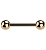 Rose Gold PVD Double Ball Titanium Barbell