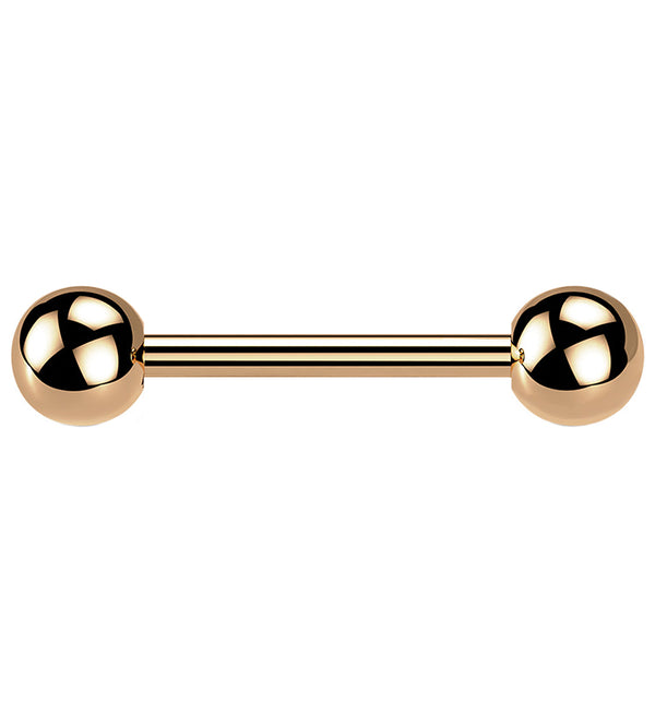 Rose Gold PVD Double Ball Titanium Barbell