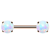 Rose Gold PVD Double White Opalite Threadless Barbell