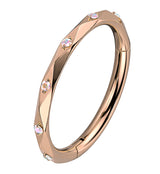 Rose Gold PVD Facet CZ Titanium Hinged Segment Ring