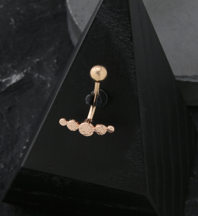 Rose Gold PVD Hammered Arc Stainless Steel Belly Button Ring