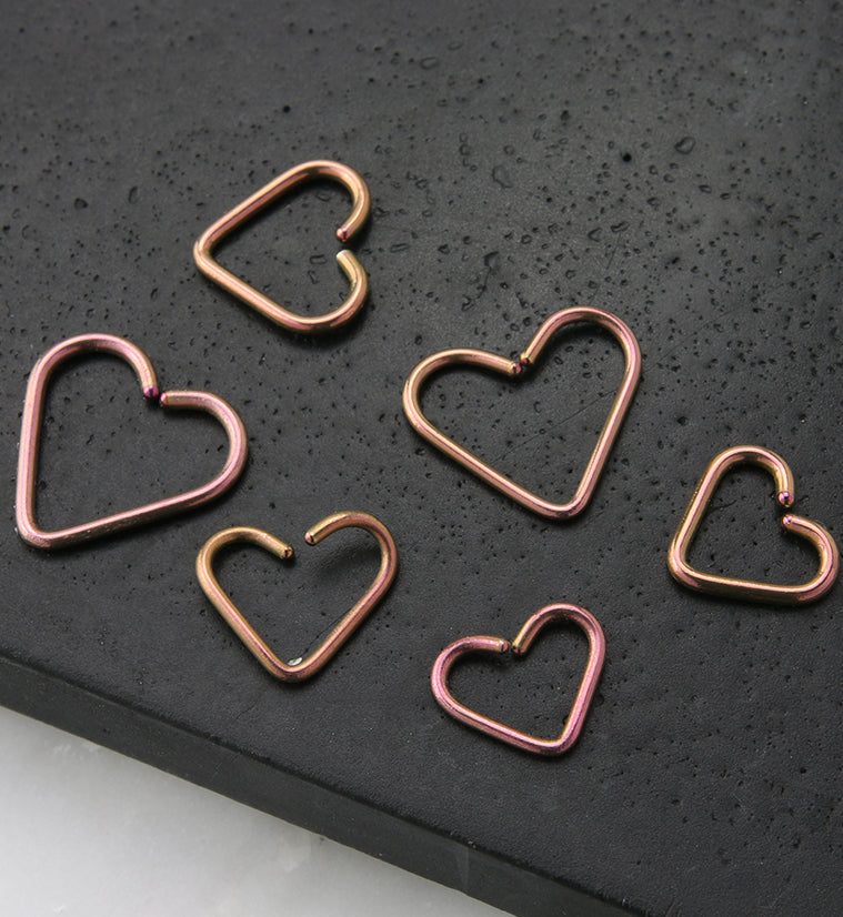 Rose Gold PVD Heart Seamless Titanium Hoop Ring