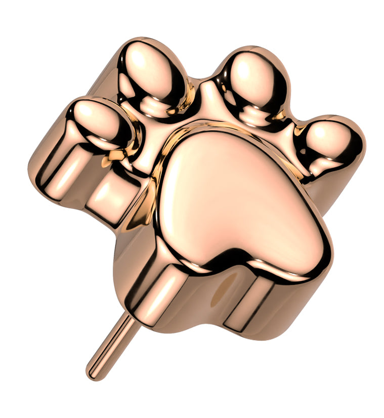 Rose Gold PVD Paw Print Threadless Titanium Top