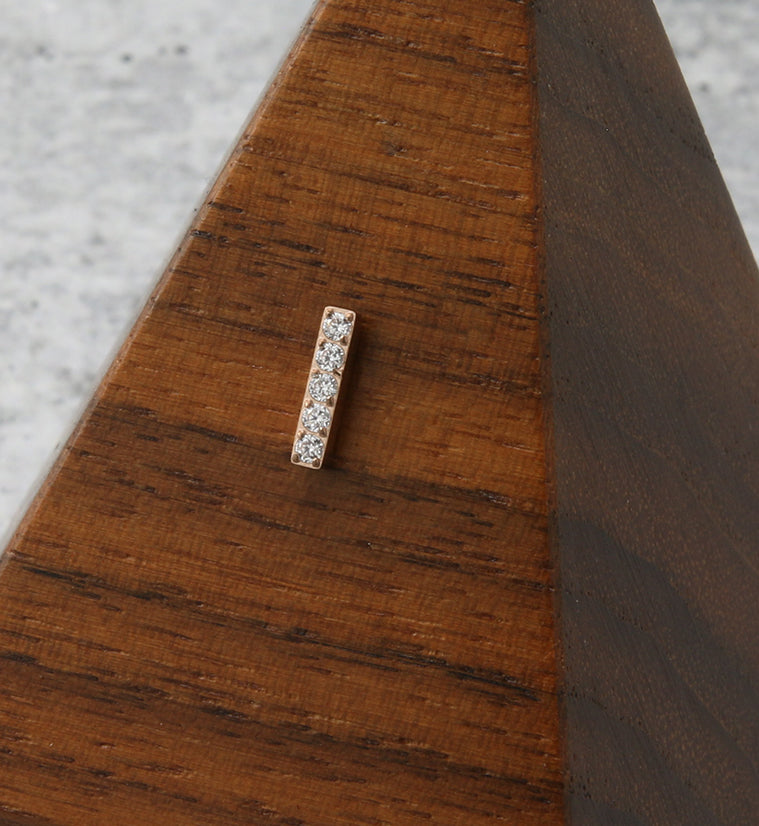 Rose Gold PVD Rack CZ Bar Titanium Threadless Top