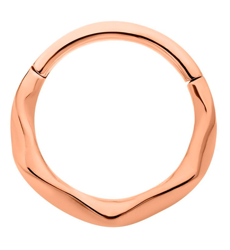 Rose Gold PVD Ripple Stainless Steel Hinged Segment Ring