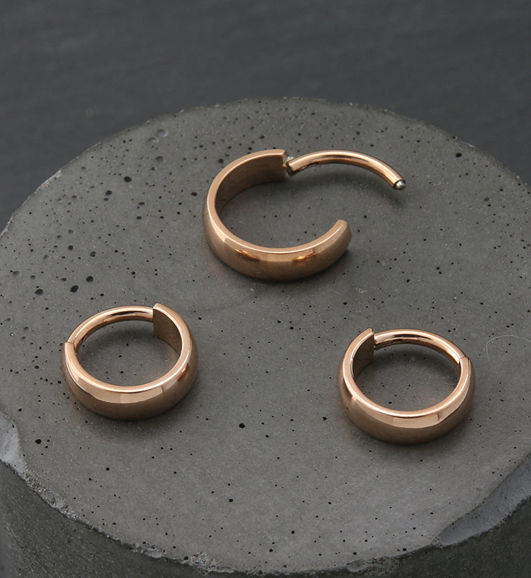Rose Gold PVD Smooth Titanium Hinged Segment Ring