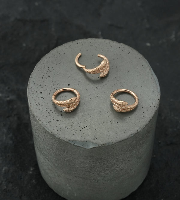 Rose Gold PVD Snake Twist Stainless Steel Hinged Segment Ring