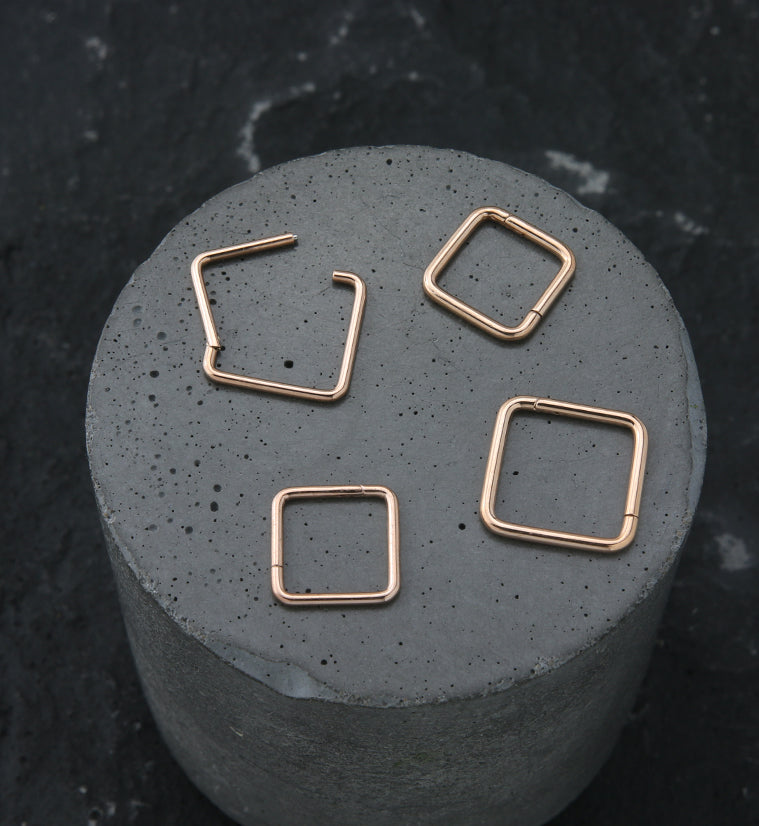 Rose Gold PVD Square Titanium Hinged Segment Ring