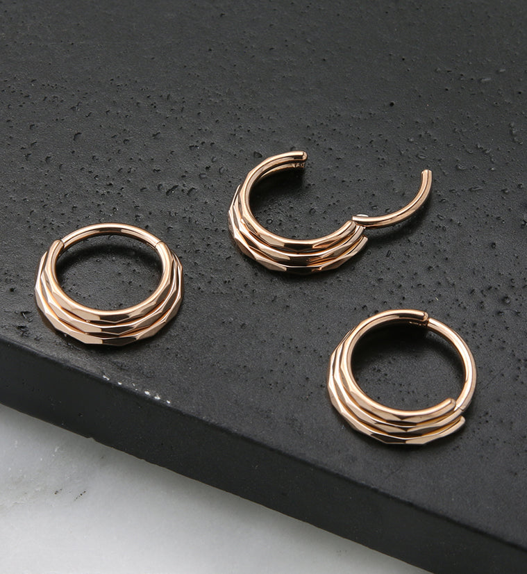 Rose Gold PVD Stacked Verge Titanium Hinged Segment Ring