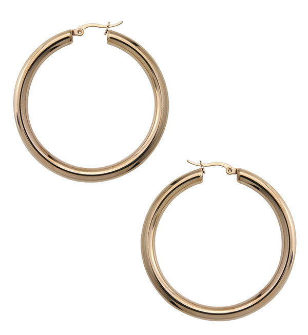 Rose Gold PVD Thick Stainless Steel Hoop Earrings