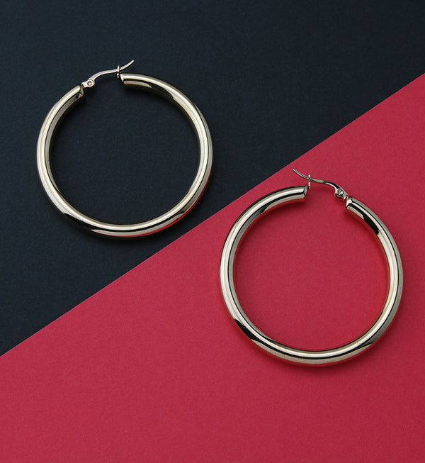 Rose Gold PVD Thick Stainless Steel Hoop Earrings