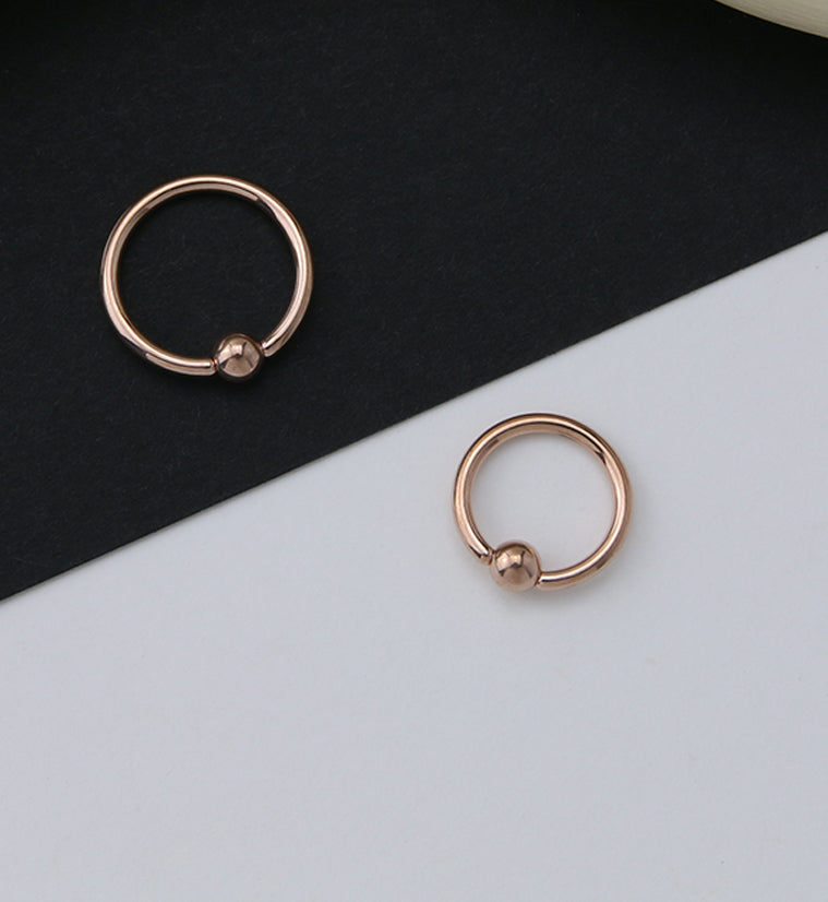 Rose Gold PVD Titanium Captive Bead Ring