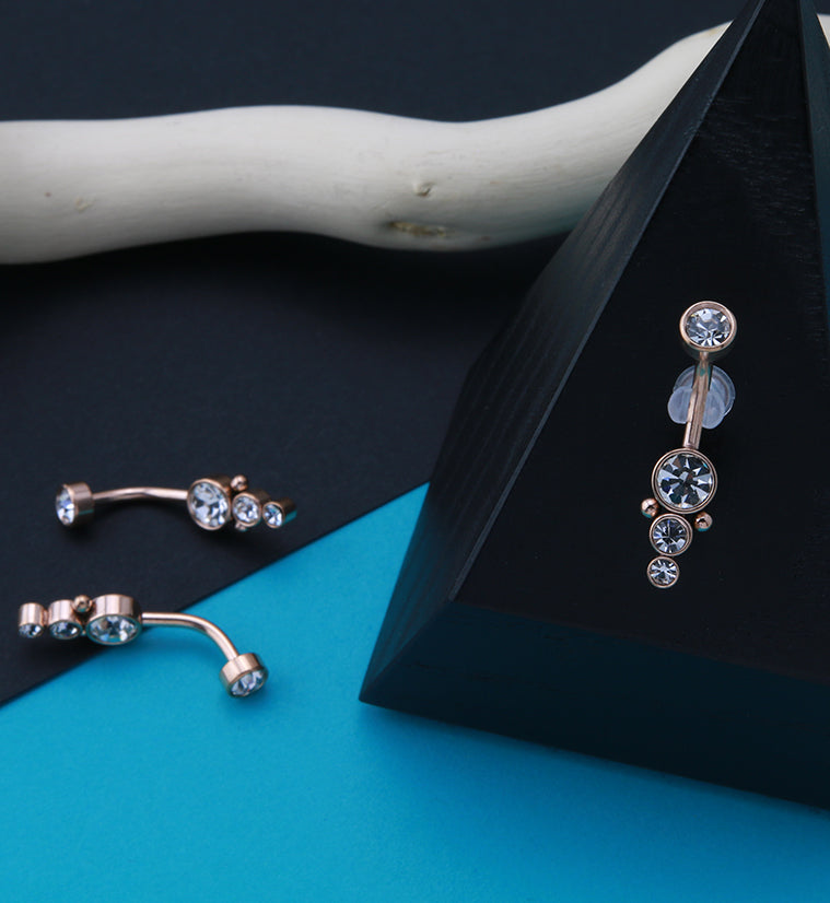 Rose Gold PVD Track Belly Button Ring