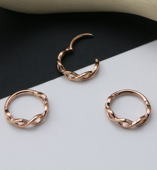 Rose Gold PVD Twisted Hinged Segment Ring