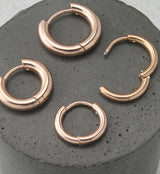 Rose Gold PVD Vast Stainless Steel Hinged Hoop Earrings