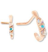 18G PVD Rose Gold Gilded Rainbow Aurora CZ Nose Curve Ring