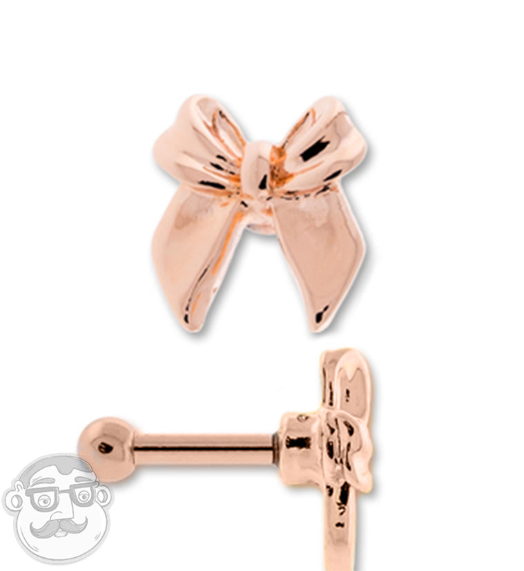 Rose Gold PVD Bow Tragus / Cartilage Barbell