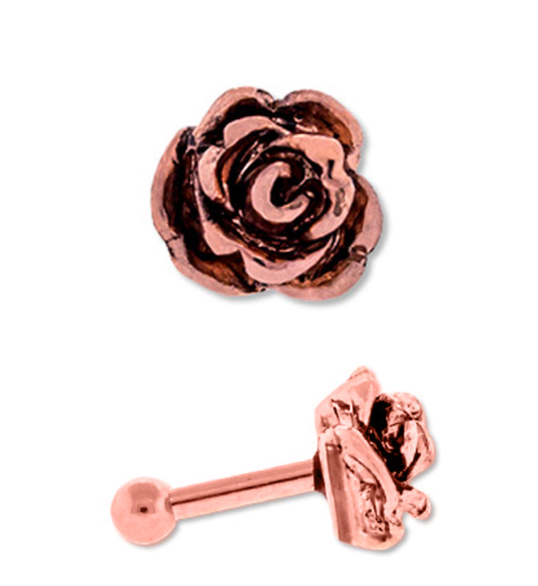 Rose Gold PVD Rosebud Tragus / Cartilage Barbell