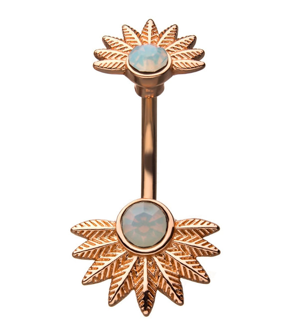 Opalite Rose Gold Ruffle Belly Ring