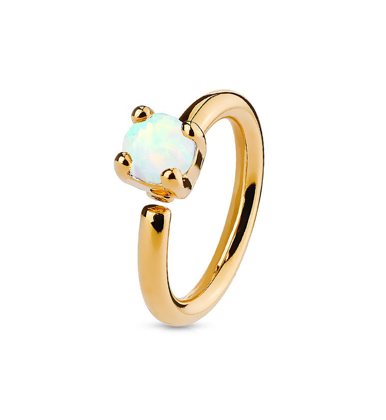 16G Rose Gold White Opalite Annealed Cartilage Hoop Ring