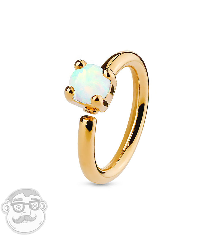 16G Rose Gold White Opalite Annealed Cartilage Hoop Ring