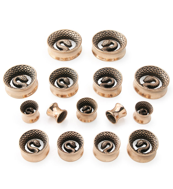 Rose Gold PVD Snake Stainless Steel Tunnels