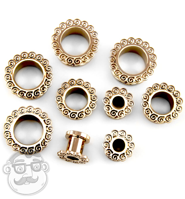 Rose Gold Spiral Ornamental Stainless Steel Plugs
