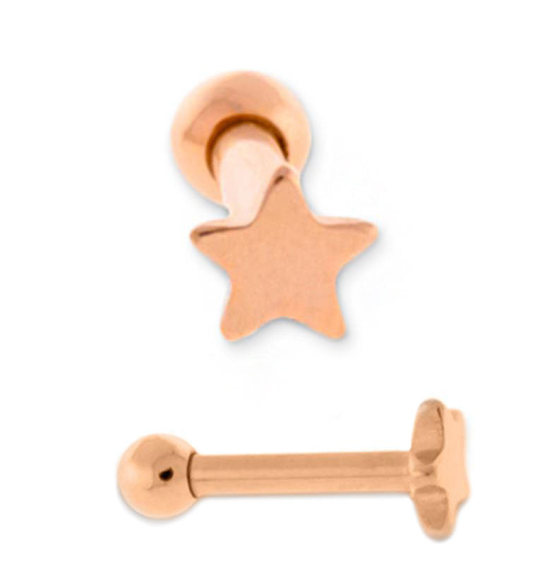 Rose Gold PVD Star Tragus - Cartilage Barbell