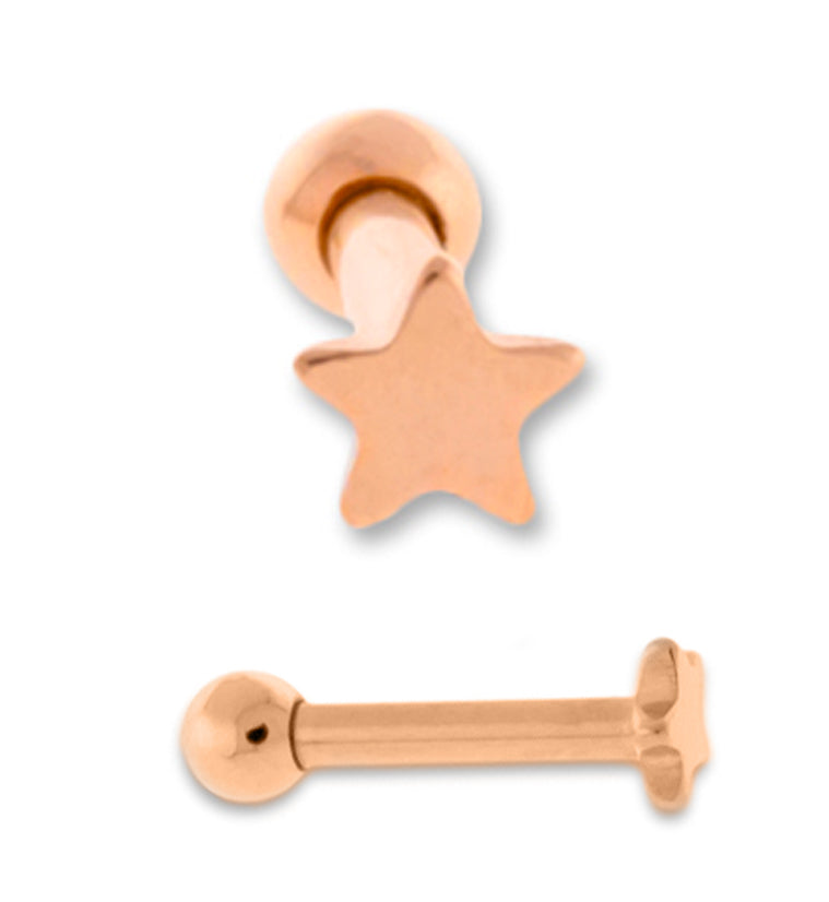 Rose Gold PVD Star Tragus / Cartilage Barbell