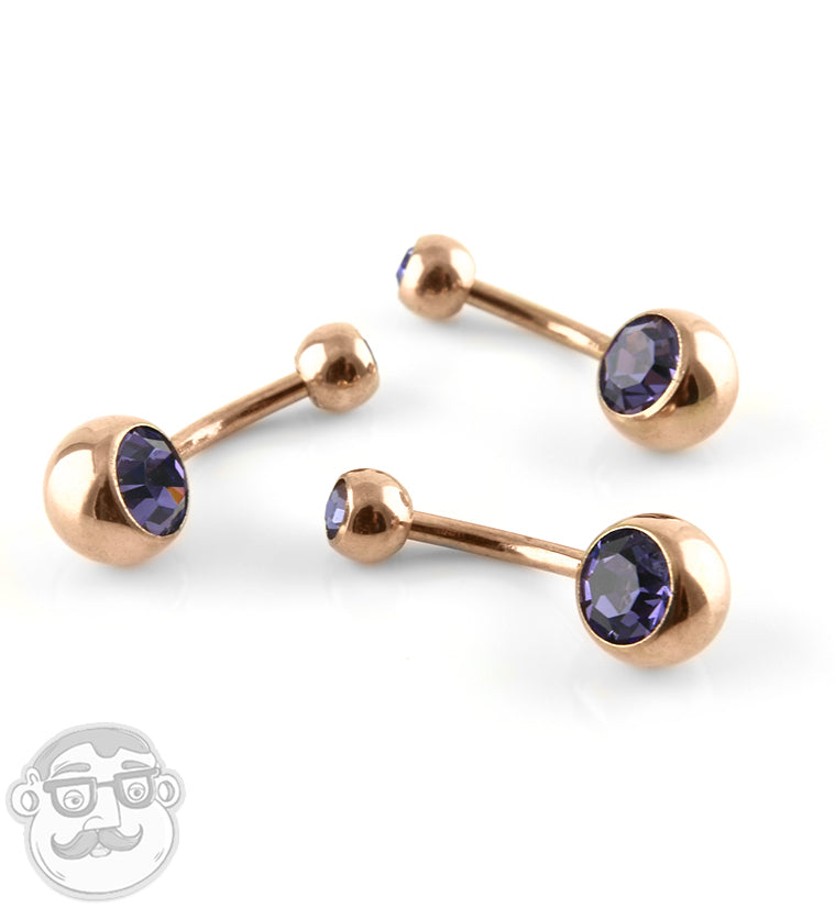 Tanzanite CZ PVD Rose Gold Bely Button Ring