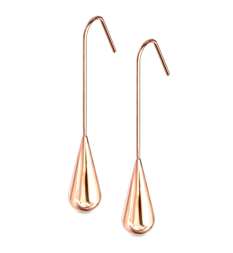 Rose Gold PVD Drop Hanging Earrings