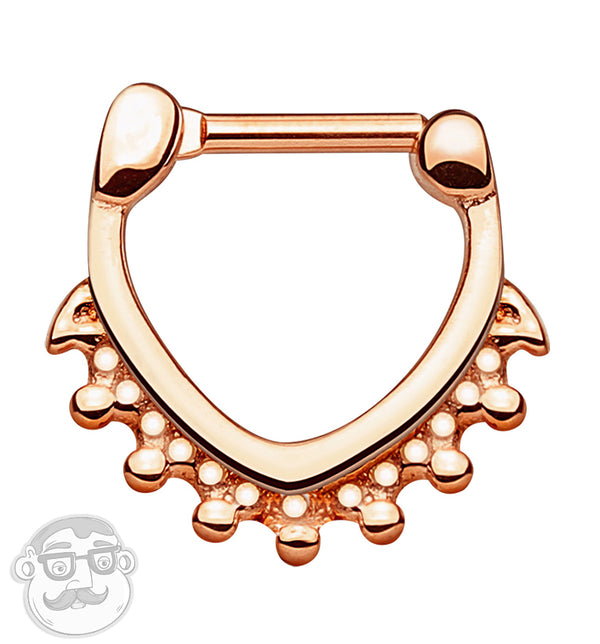 16G PVD Rose Gold Tryst Beaded Stainless Steel Septum Clicker