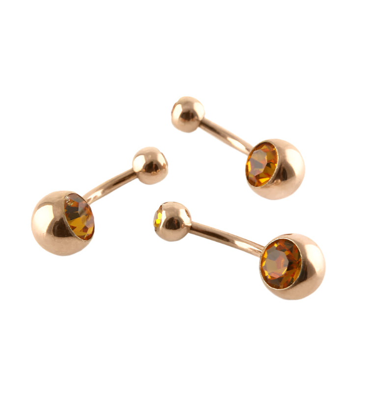 Topaz CZ PVD Rose Gold Bely Button Ring