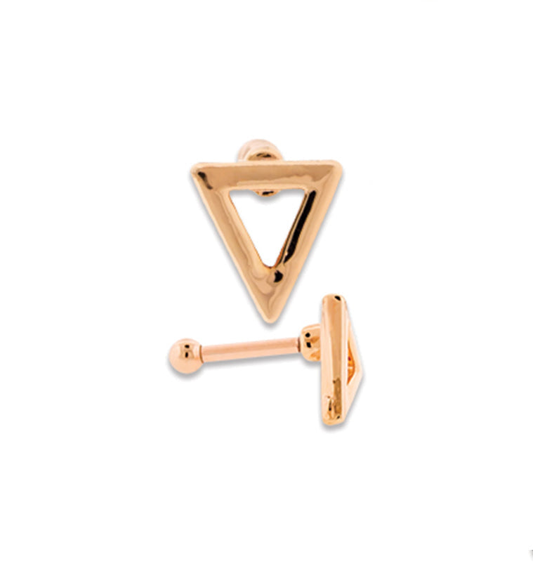 PVD Rose Gold Triangle Tragus / Cartilage Barbell