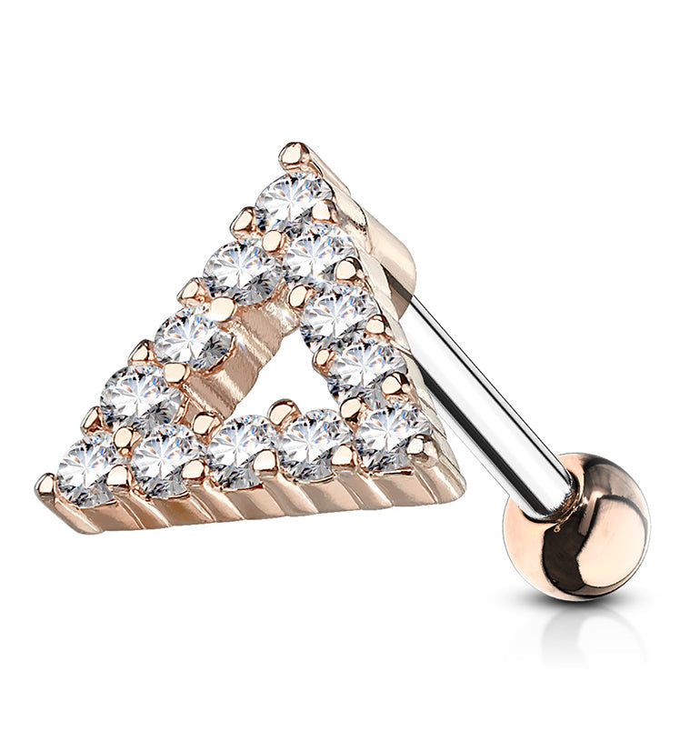 16G Rose Gold PVD Triangle CZ Cartilage Barbell