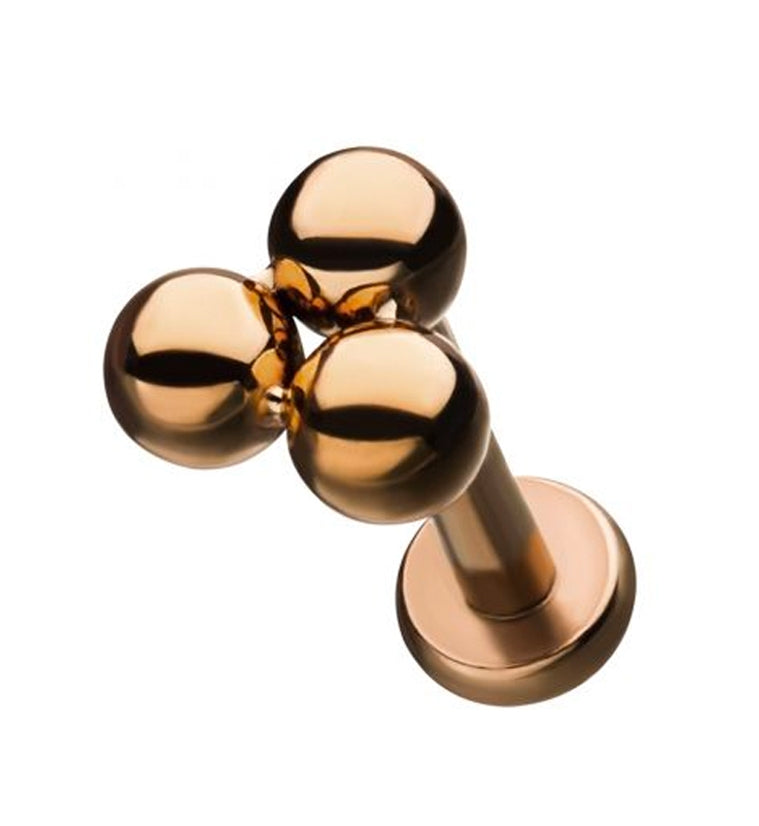 18G Rose Gold PVD Triple Bead Labret