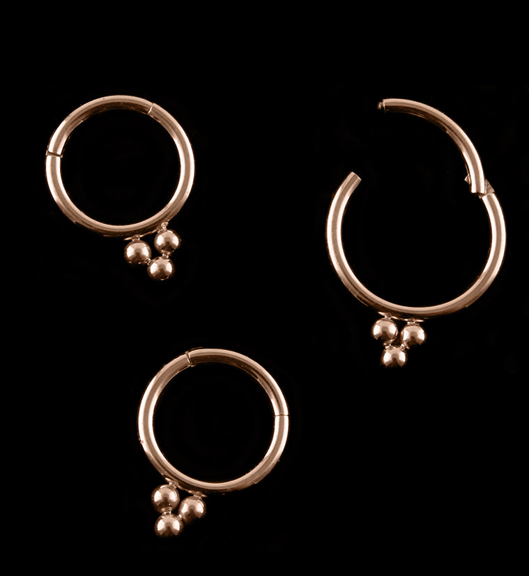 Rose Gold PVD Triple Bead Hinged Segment Ring
