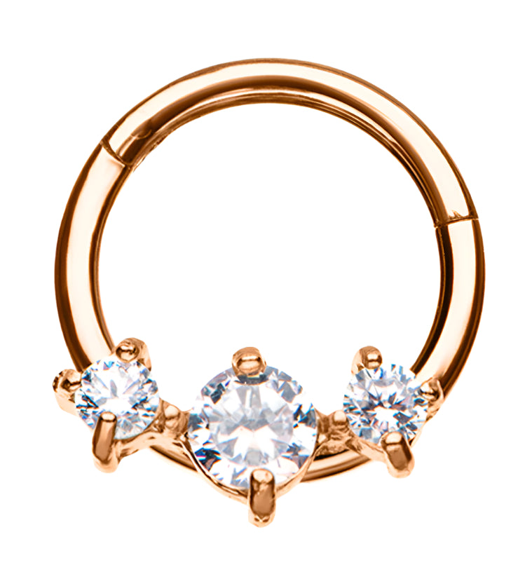 Triple CZ Prong Hinged Segment Ring