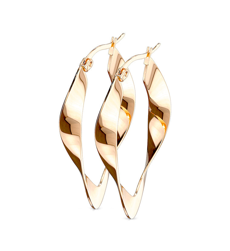 20G Rose Gold Twined Hoop Earrings