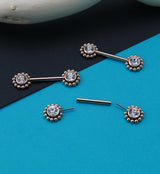 14G Rose Gold PVD Gem Verge Threadless Nipple Ring Barbells