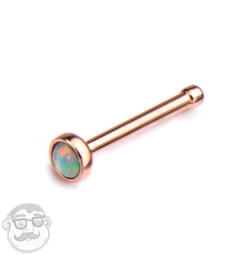 20G White Opalite Rose Gold PVD Nosebone