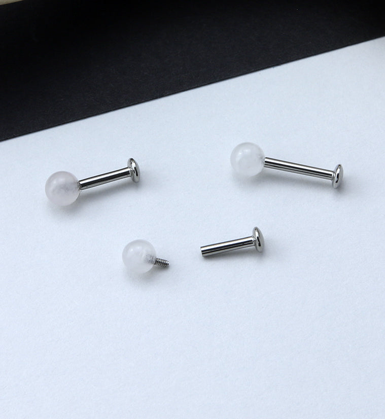 Rose Quartz Stone Ball Top Internally Threaded Labret