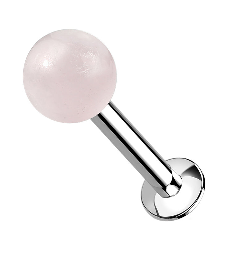 Rose Quartz Stone Ball Top Internally Threaded Labret