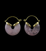 20G Rose Quartz Stone Halo Hangers / Earrings