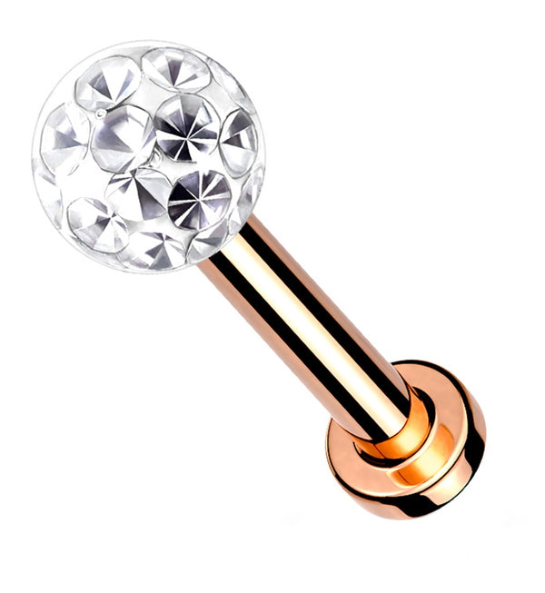 Rose Gold PVD Glitterball Stainless Steel Labret